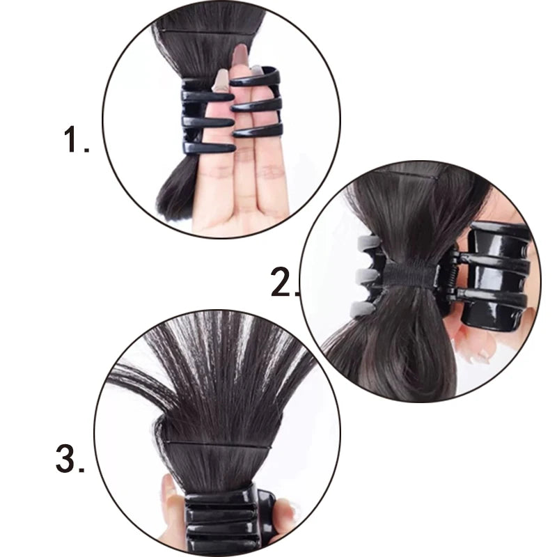 Synthetic  Women Half-tie Hair Claw Feather Shuttlecock Head Lazy Head Clip Wig Catch Clip High Ponytail Hair Accessories