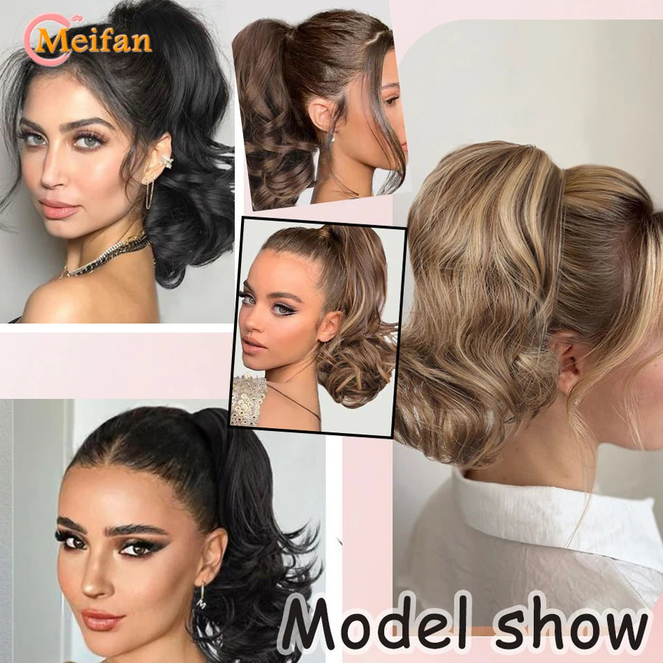 Ponytail Extension Synthetic Long Claw Curly Ponytail Mixed Blonde Clip in Hair Extension Natural Looking Hairpiece for Women