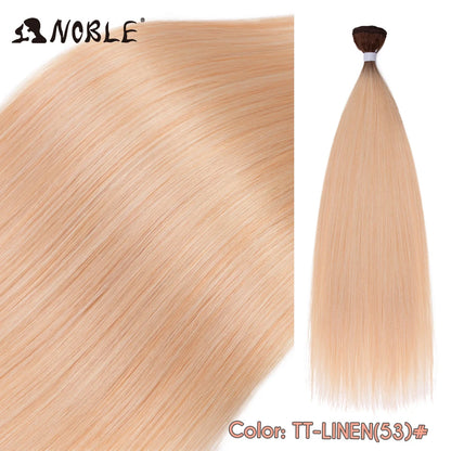 Straight Hair Extensions Bundles With Frontal Closure Synthetic Hair Bundles Salon Natural Hair Yaki Straight High Temperature