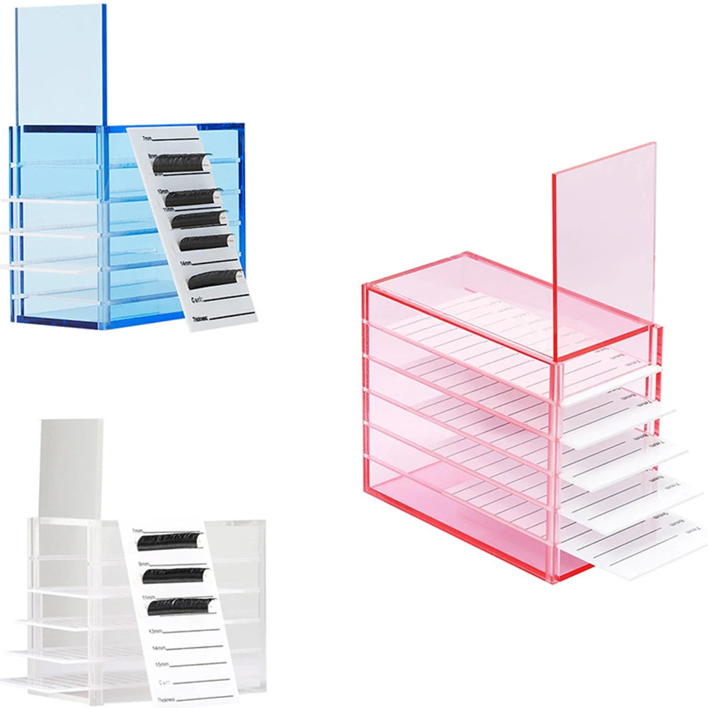 Eyelash Extensions Storage Box 5 Layers Acrylic Pallets Holders Lash Organizer False Eyelashes  Makeup Tools Supplies