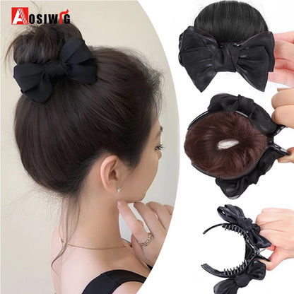 synthetic Half-tie Hair Claw Feather Shuttlecock Head Lazy Meatball Head Crab Clip Wig Catch Clip High Ponytail Hair Accessories
