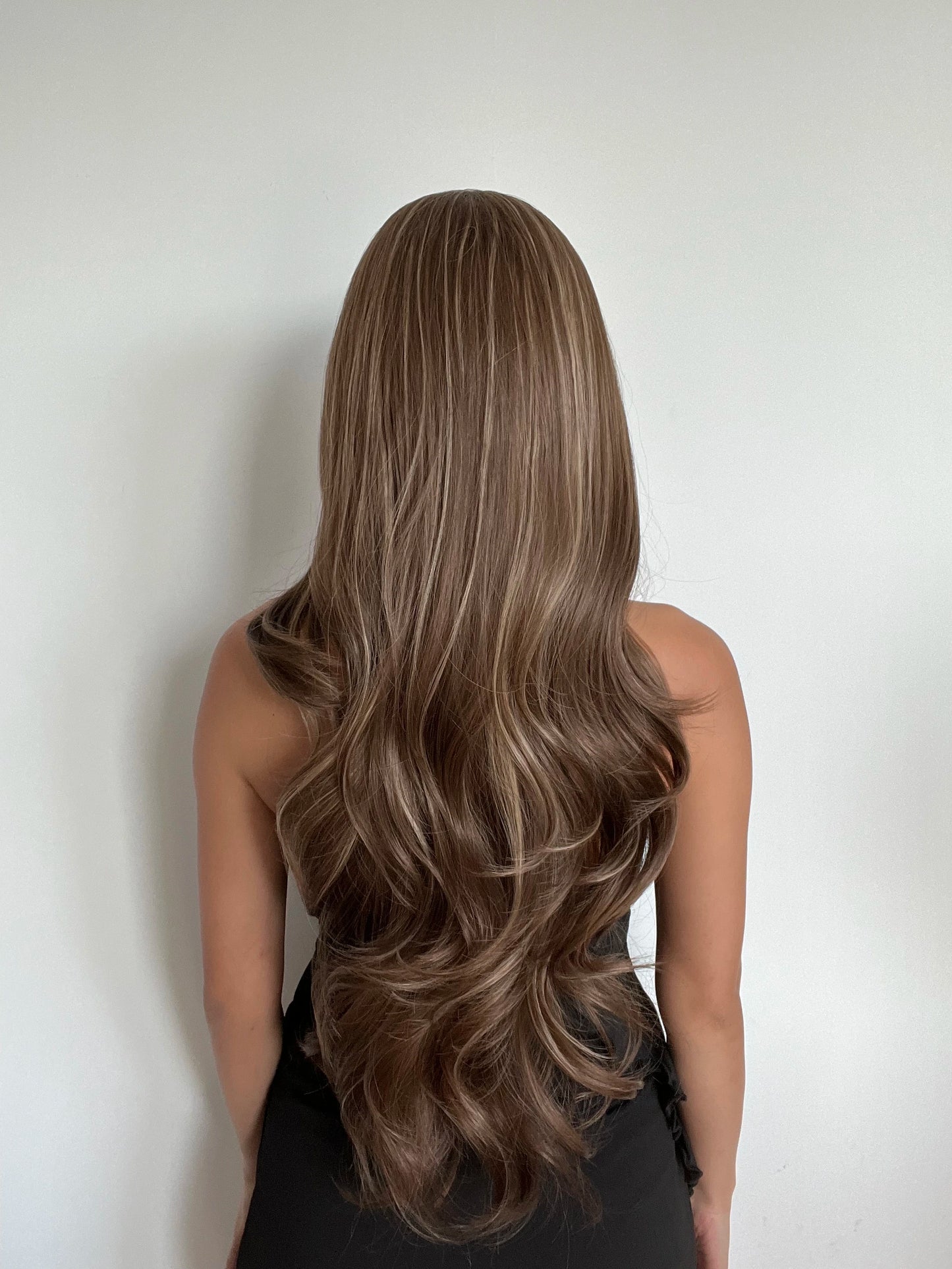 Long Headband Synthetic Wigs Natural Wavy Brown Highlight Headband Hair Wigs for Women Heat Resistant Cosplay Party Fake Hair