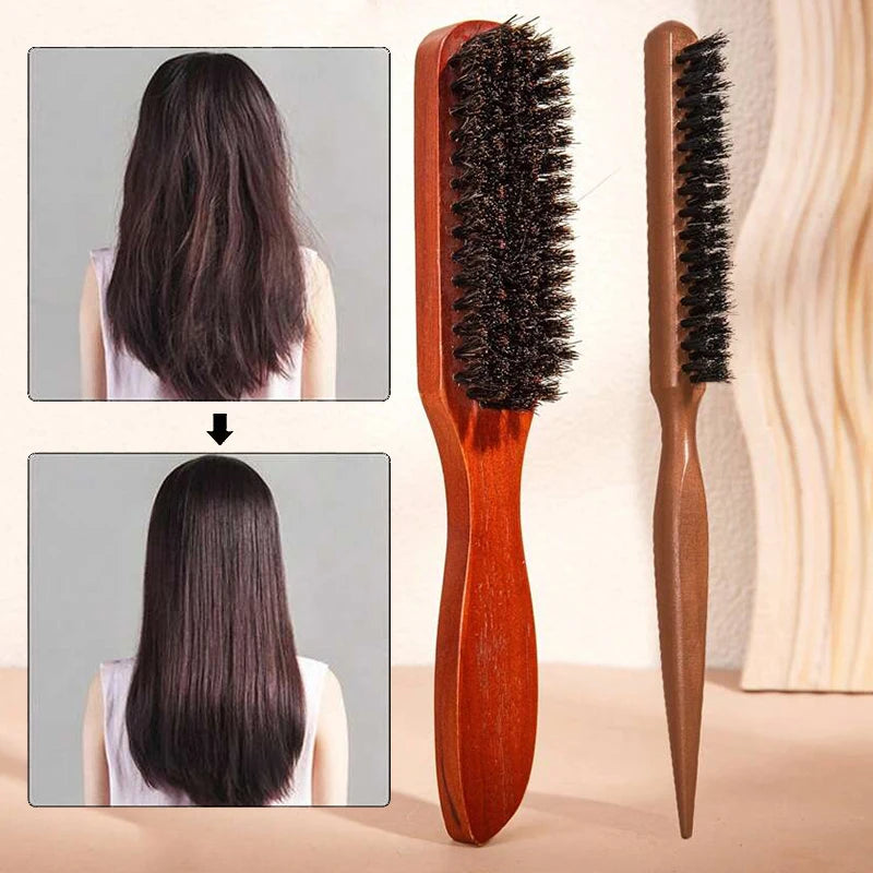 Hair Brushes With Bristles2pcs, Hair BrushBristles With Wooden Handle, ProfessionalHair Brushes For Home And Salon
