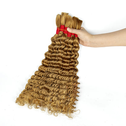 Deep Wave Bulk Human Hair for Boho Braids No Weft 100% Virgin Human Hair Bulk for Braiding Curly Extension Bundles for Women