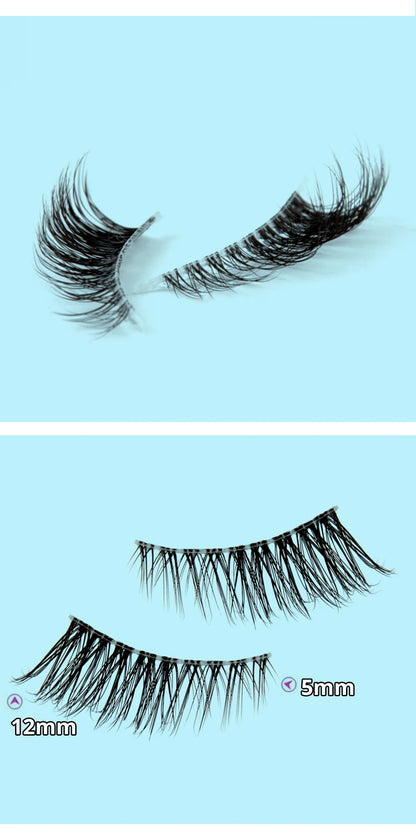 5 Pairs 2Colors Natural Look Lashes with Clear Band Short Fake Eyelash Pack by Outopen