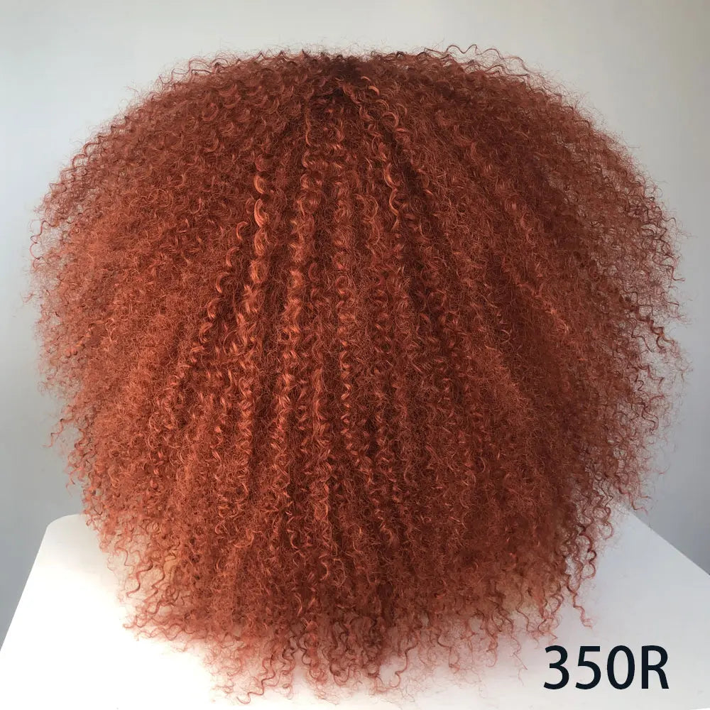 Afro Curly Wigs With Bangs For Black Women Burgundy Wig Synthetic Wine Red Hair Ombre Brown Blonde Cosplay Wig