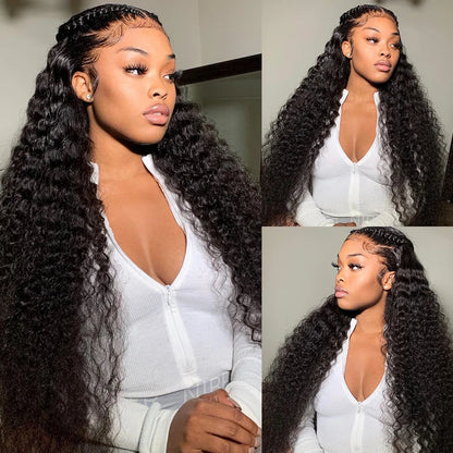 Deep Wave Bundles With Frontal Wet and Wavy Water Wave Human Hair Bundles With Closure Remy Hair Weave Extensions HD Transparent