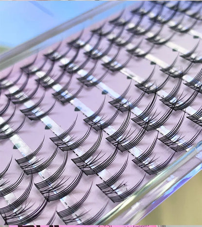 Cat Eye Individual Lashes Ultra-Large Wispy Thin Band Individual Cluster Lashes Kit for Self Application BQI Diy Lash Extensions