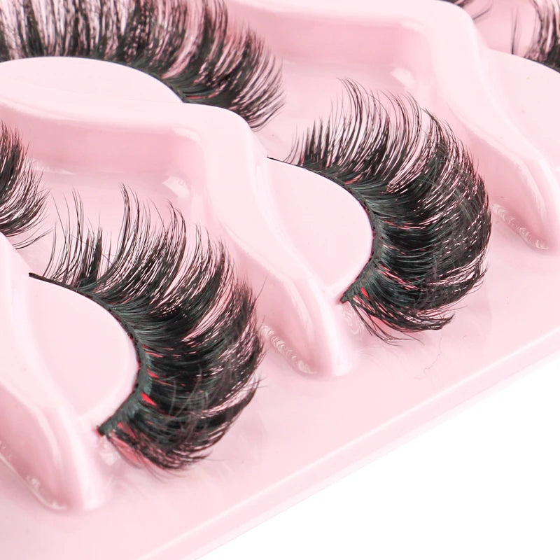 Cat Eye Lash 3/5/10 Pairs Half Lashes Natural Long False Eyelashes Wispy 3D Mink Lashes Volume Faux Cilios Extension Makeup Tool