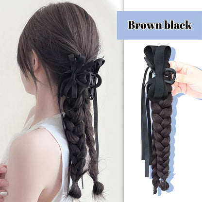 Ponytail Extension Bow Claw Curly Wavy Clip in Hairpiece Ponytail Hair Extensions Long Pony Tail Synthetic for Women Girl Daily