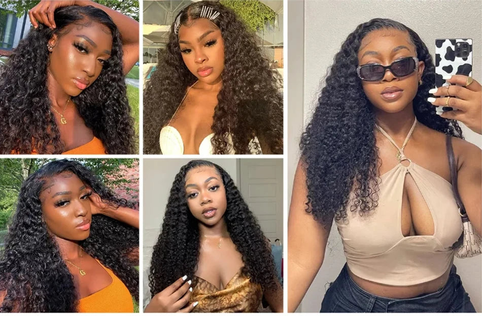Deep Wave Bundles With Frontal Brazilian Virgin Human Hair 3 4Bundles Add 4x4 Lace Closure for Black Women Natural Color 30 inch