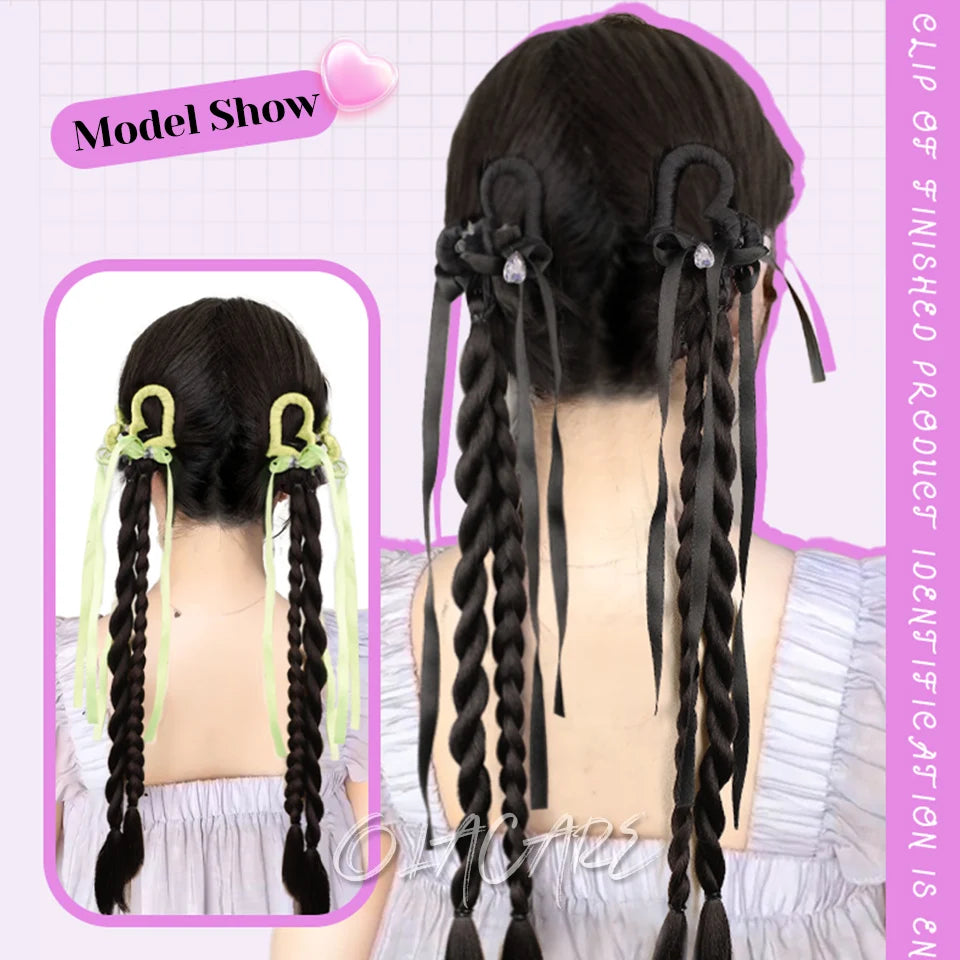 Ponytail Extension Bow Claw Curly Wavy Clip in Hairpiece Ponytail Hair Extensions Long Pony Tail Synthetic for Women Girl Daily