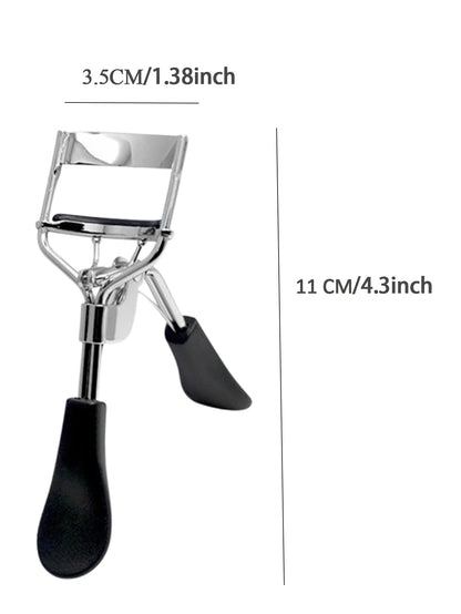 1pc Eyelash Curler With Built-In Comb For Long-Lasting Curled Lashes, Travel & Student Makeup Essential With 10 Silicone Pads, 1