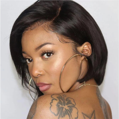 Human Hair 13X2 Wigs Short Pixie Cut Wigs Straight Bob HDTransparent Lace Frontal Wigs For Black Women 250Density Perruque Cheap