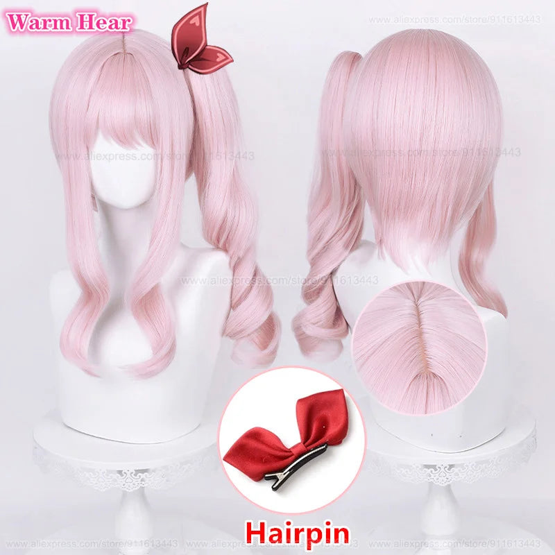 Anime Synthetic Hair Akiyama Mizuki Cosplay Wig Long 45cm Light Pink Curly Wig Heat Resistant Hair Halloween Party Woman Wigs