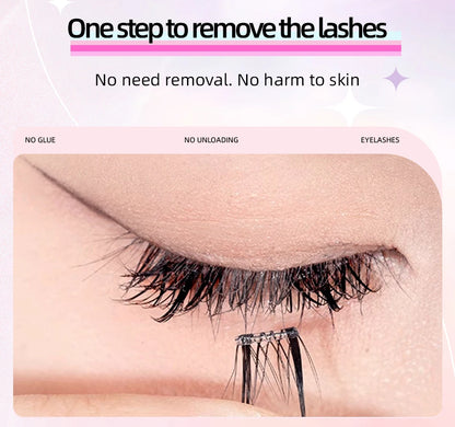 Yelix Self-adhesive Glue Free False Eyelashes Reusable DIY Segmented DIY Lashes Clusters No Glue Needed Natural Soft Lashes