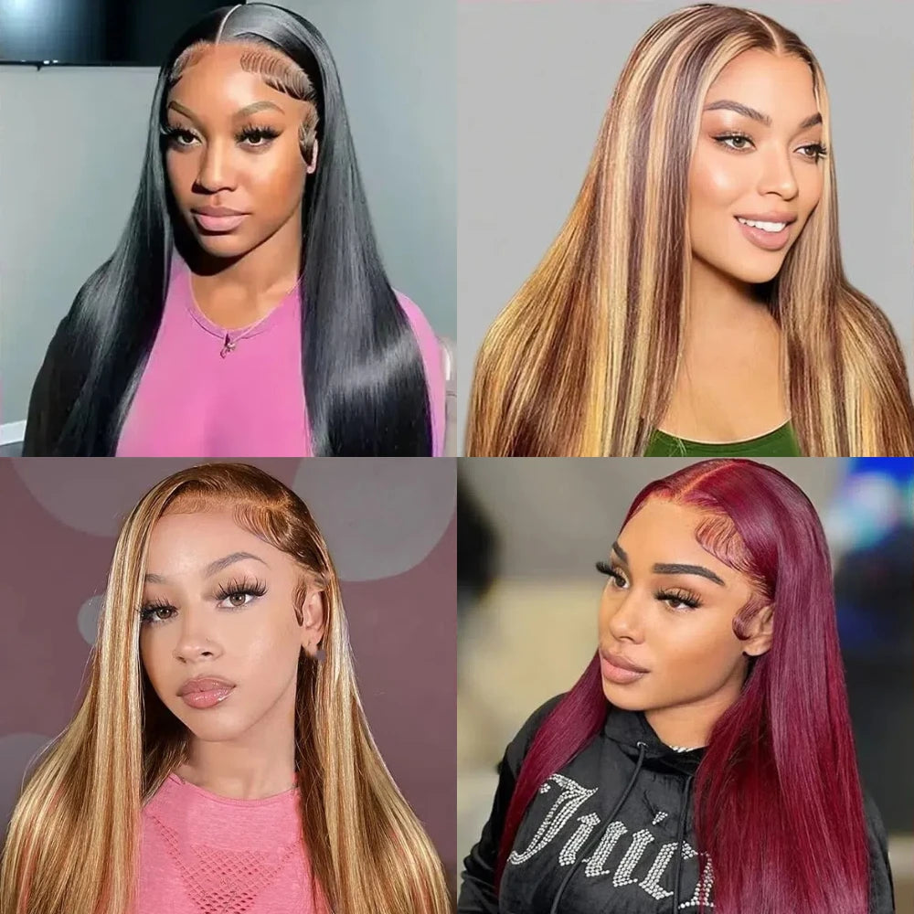 36 38 Inch 13x6 HD Transparent Bone Straight Lace Frontal Wigs 5x5 Glueless Wear and Go Human Hair Wig 200 Density for Women