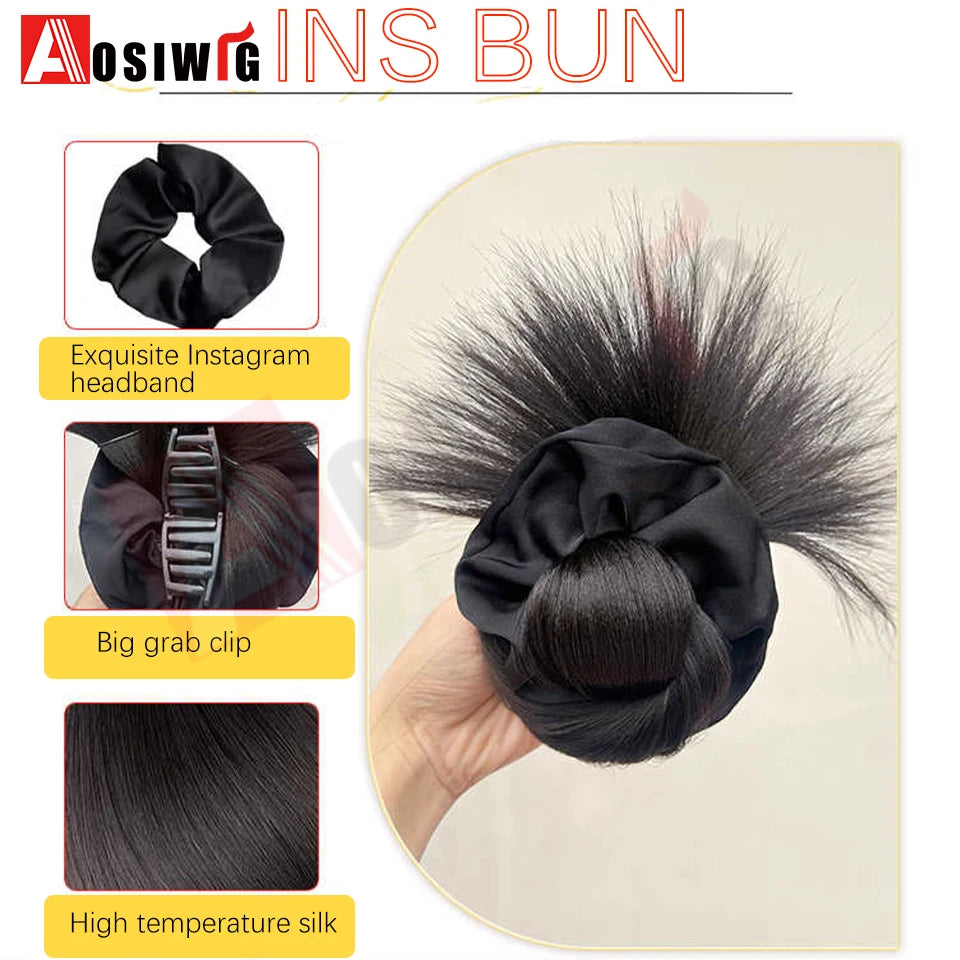 synthetic Half-tie Hair Claw Feather Shuttlecock Head Lazy Meatball Head Crab Clip Wig Catch Clip High Ponytail Hair Accessories
