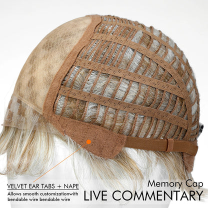 MONO Lace Frontal Synthetic Wigs Light Brown Blonde Hair Middle Length Straight Layered Wigs for White Women Daily 16inches Hair