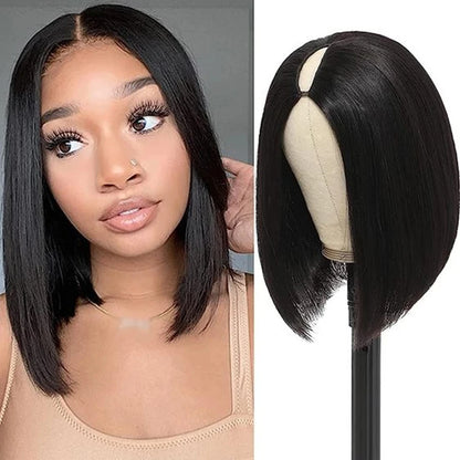 Straight Short Bob V Part Wigs Human Hair Bob Wig Short Straight V Part Bob Wig No Leave Out 180% human hair Wigs 100%U Part Wig