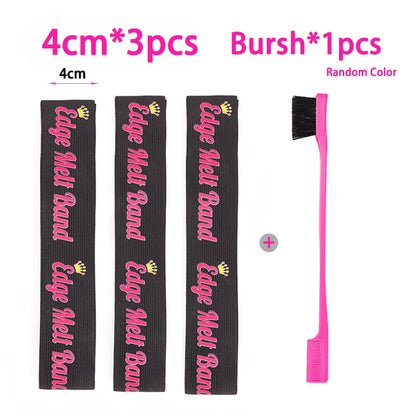 Edge Laying Scarf Elastic Headband For Wigs Lace Frontal 3Pcs Lace Melting Band With 1Pcs Double Side Edge Control Hair Comb