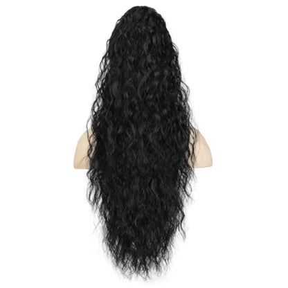 32inch Curly Wavy Ponytail Hair Extension For Women Drawstring Ponytail Hairpieces Synthetic Fake Horse Tail Black