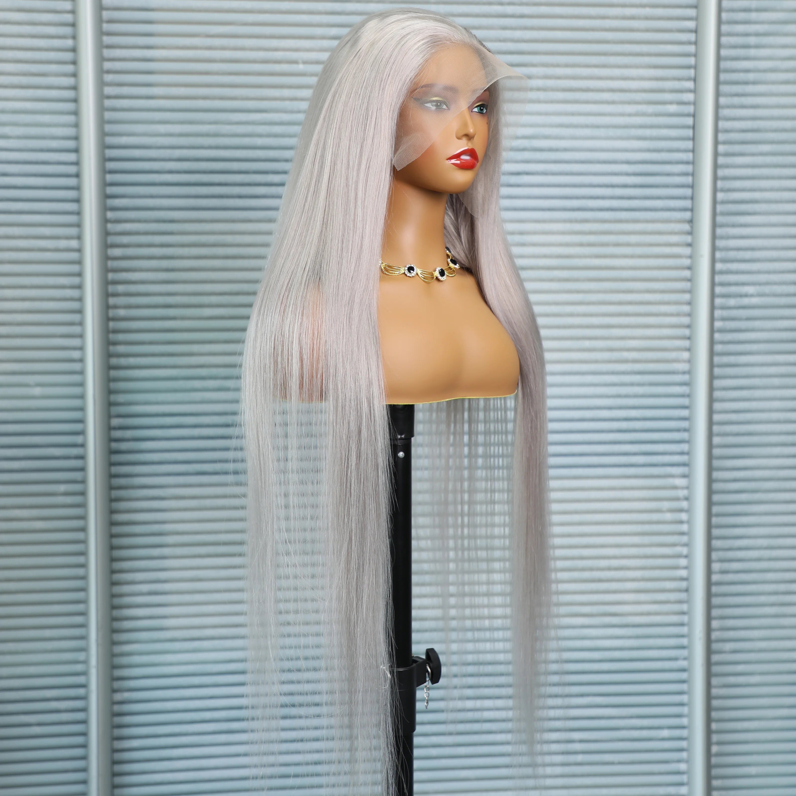 13x6 Straight Lace Front Wig Silver Grey Lace Front Wigs Human Hair Pre Plucked Brazilian Transparent 13x4 Lace Frontal Wig 200%