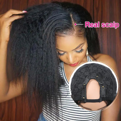 Synthetic 10-30inch Kinky Straight U Part Wig V Part Wig Yaki Straight Wigs for Women Daily Use