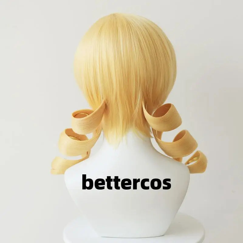 Puella Magi Madoka Magica Tomoe Mami Cosplay Wig Golden Blonde Synthetic Wavy Hair Women Wigs Costume Party Prop