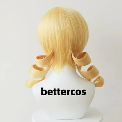 Puella Magi Madoka Magica Tomoe Mami Cosplay Wig Golden Blonde Synthetic Wavy Hair Women Wigs Costume Party Prop