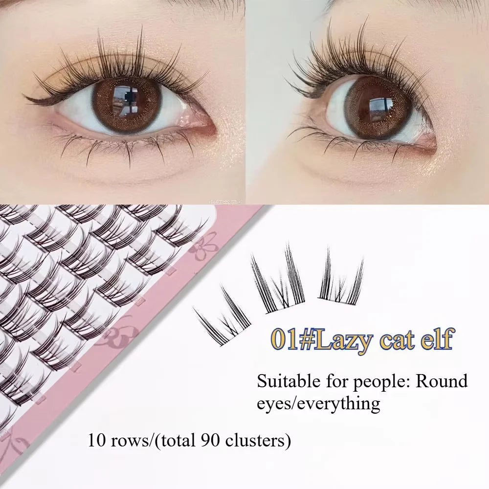 3D DIY Segment False Eyelashes – Glue-Free, Easy Wear, Reusable Cluster Lashes for Natural Korean Look & Eye-Enlarging Daily Mak