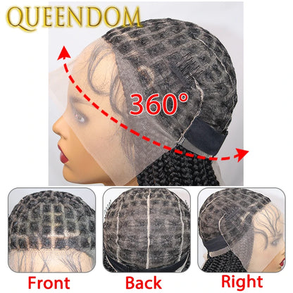 Full Lace Wigs for Black Women Short Bob Braided Wigs Knotless Box Braids 360 Lace Front Wigs Cornrow Synthetic Wigs 12 Inch