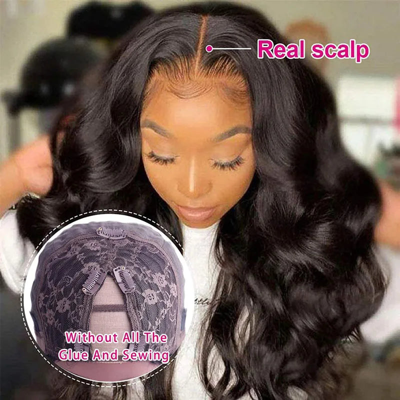 U V Part Wig Human Hair Body Wave Human Hair Wigs No Leave Out No Glue Brazilian Remy U Part Human Hair Wave Wigs for Women