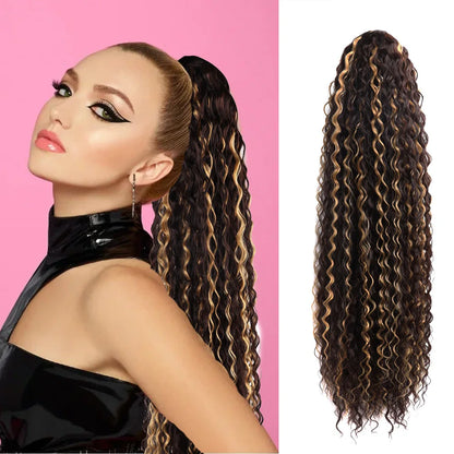 Long Curly Ponytail Extensions Synthetic Horse tails Curly False Tail For Women 32Inch Hairpiece Ponytail Hair Extensions