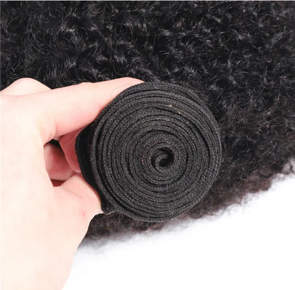 Raw Vietnamese Hair Afro Kinky Bulk 3 Bundles 100% Human Hair Weave Bundles Remy Hair Extensions Natural Black Color 8-30 Inches