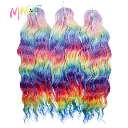 Magic Hair Synthetic Loose Deep Wave Braiding Hair Extensions 24 Inch Water Wave Braid Hair Ombre Blonde Twist Crochet Curly Hai