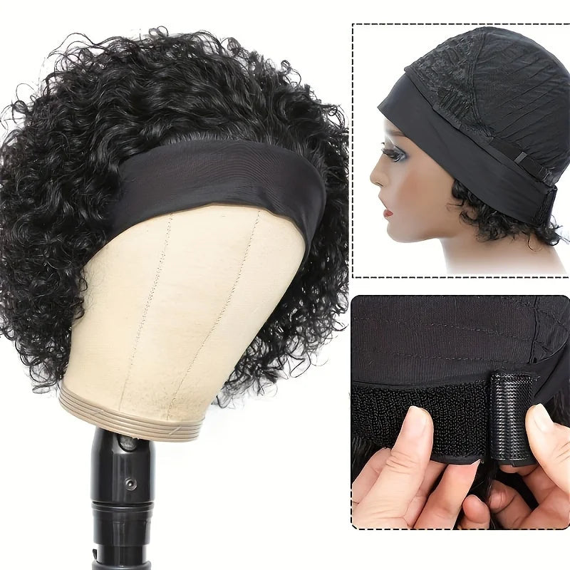 Headband  Wig Short Curly Human Hair Wig Brazilian Wigs For Black Women Remy Full Machine Made human hair wig