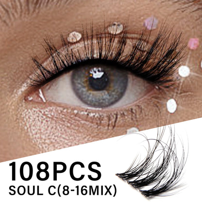 Individual Lashes Cluster C Curl Mix Lash Clusters 3D Wispy DIY Eyelash Extension 0.1mm Super Thin Band Resuable Natural Lashes