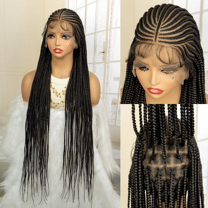 Full Lace Braided Wig Synthetic Braid Wigs Lace Frontal Wig with Baby Hair Box Braided Wig for Black Women Knotless Braid Wigs