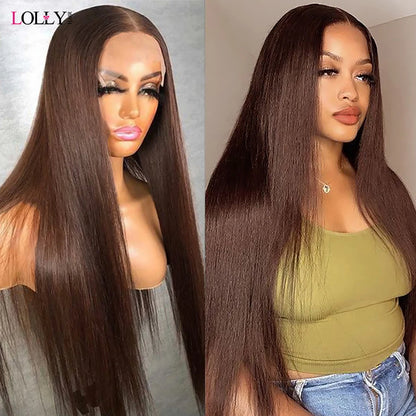 Full Lace Wig Human Hair 30 32 Inch Straight Lace Front Wigs Human Hair Brown Human Hair Wigs Pre Plucked 180 density