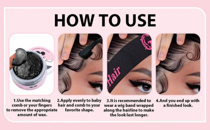 Edge Control Wax for Women Strong Hold Non-greasy Covering Gray Hair Edge Styling Gel for Black No Flaking Hairstyles Pomade