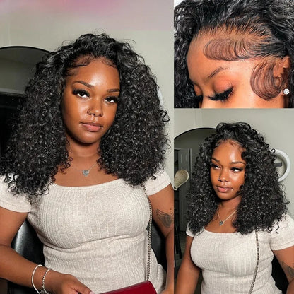 Loose Deep Wave Bob Wigs Human Hair 4x4 13x4 Lace Frontal Wig 220 Density Wig Kinky Curly Short Bob Wig Brazilian Hair For Women
