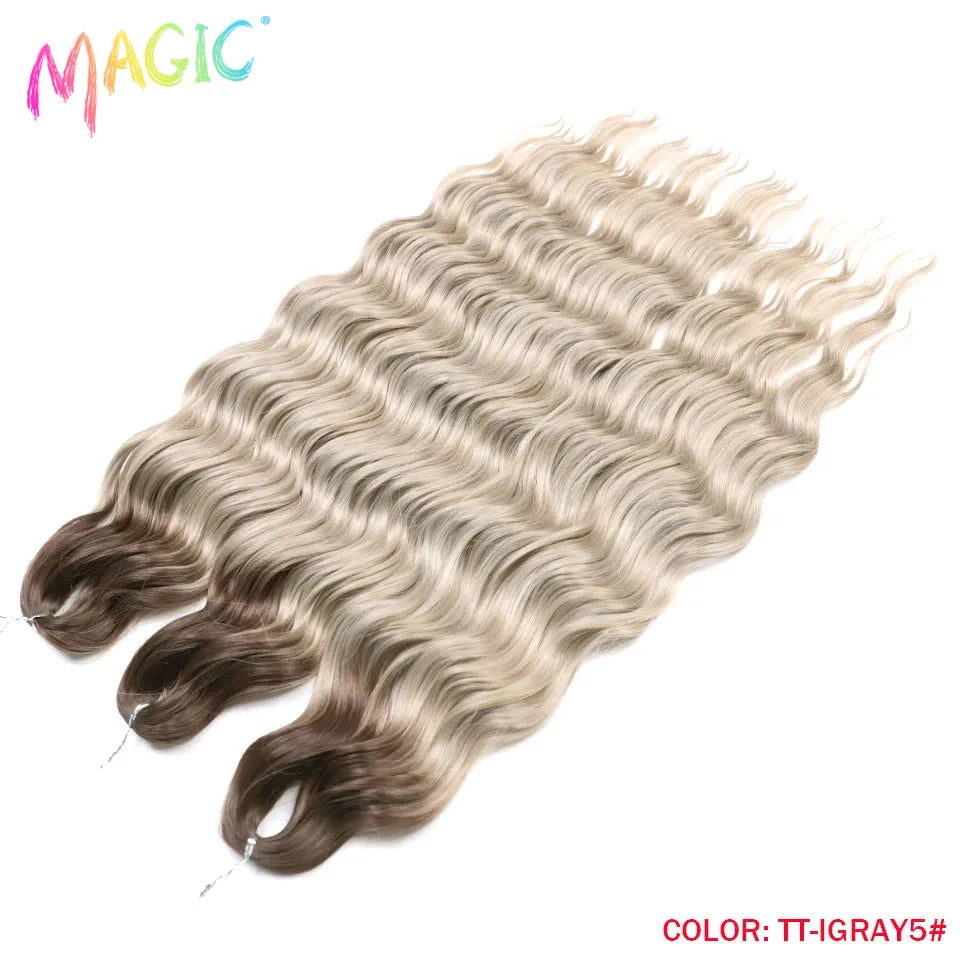 Magic Hair Synthetic Loose Deep Wave Braiding Hair Extensions 24 Inch Water Wave Braid Hair Ombre Blonde Twist Crochet Curly Hai