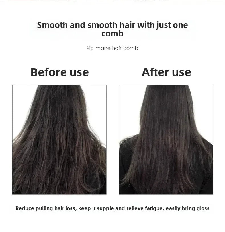 Boar Bristle Hair Comb Hollow Detangling Hair Brush Women Scalp Massage Brush Curly Hairbrush Salon Hairdressing Styling Tools