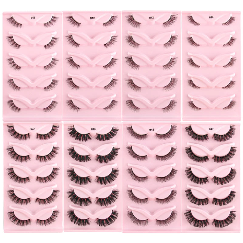 Cat Eye Lash 3/5/10 Pairs Half Lashes Natural Long False Eyelashes Wispy 3D Mink Lashes Volume Faux Cilios Extension Makeup Tool