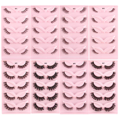 Cat Eye Lash 3/5/10 Pairs Half Lashes Natural Long False Eyelashes Wispy 3D Mink Lashes Volume Faux Cilios Extension Makeup Tool
