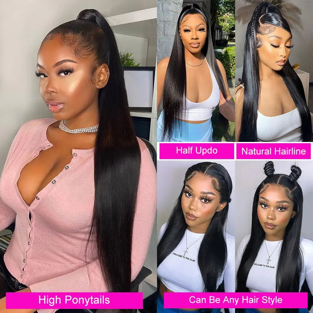 360 Full Lace Wig 13x6 Lace Front Human Hair Wigs For Women 30 34 Inch Brazilian Bone Straight Transparent Lace Frontal Wig 200%