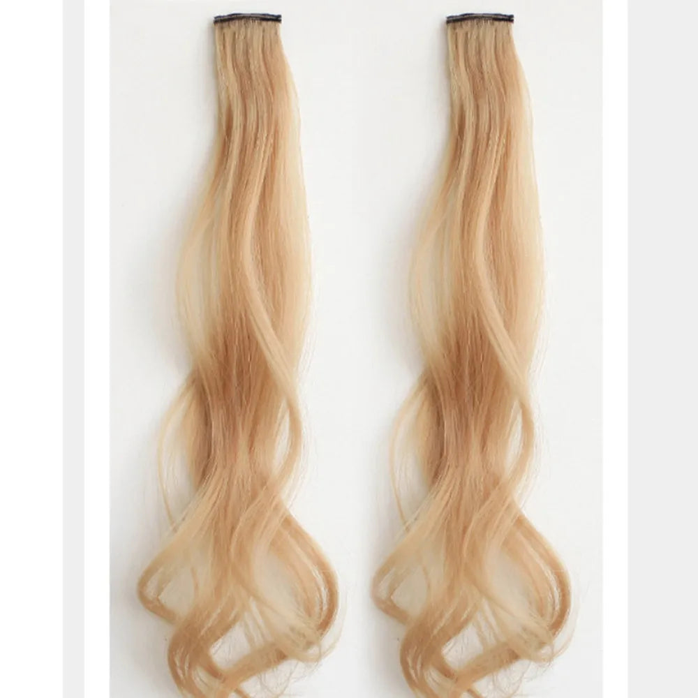 Synthetic Wigs 1 Pair 50Cm Fashion One-piece Slightly Curly Highlights Wig Natural Seamless Hair Accessories