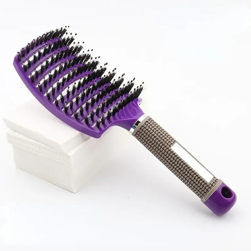 Hairbrush Bristle&Nylon Women Wet Curly Detangle Hair Brush Hair Brushes Scalp Massage Comb for Salon Hairdressing Styling Tools