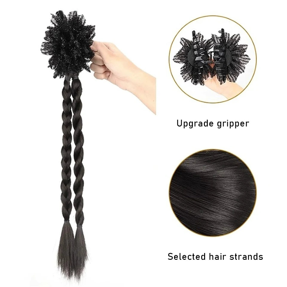 Ponytail Extension Bow Claw Curly Wavy Clip in Hairpiece Ponytail Hair Extensions Long Pony Tail Synthetic for Women Girl Daily